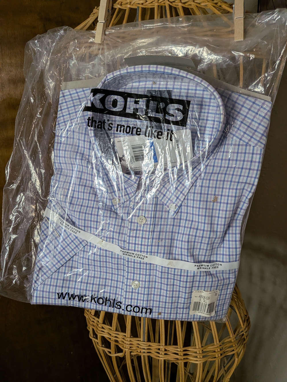 Kohl's Men’s Light Purple Plaid Button-Down Shirt